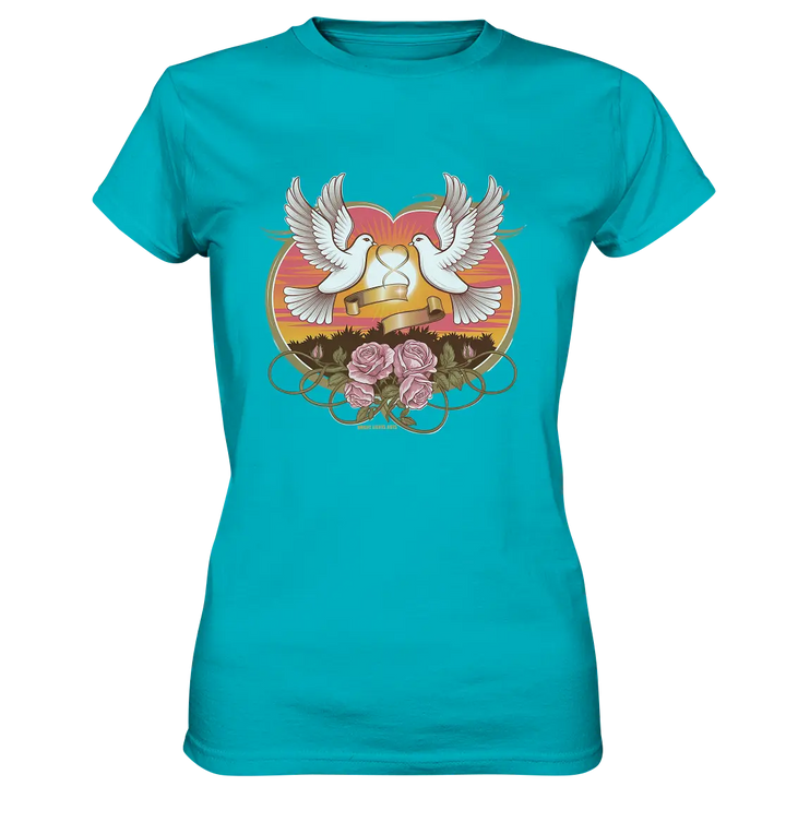 Wahre Liebe - Tauben und Rosen Symbol der Romantik - Ladies Premium Shirt Bright Lights Arts