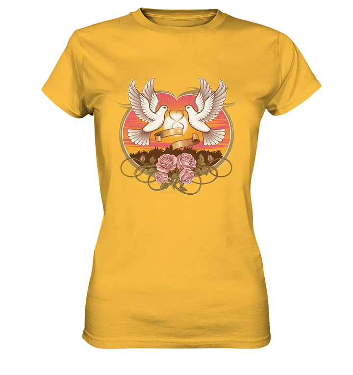 Wahre Liebe - Tauben und Rosen Symbol der Romantik - Ladies Premium Shirt Bright Lights Arts