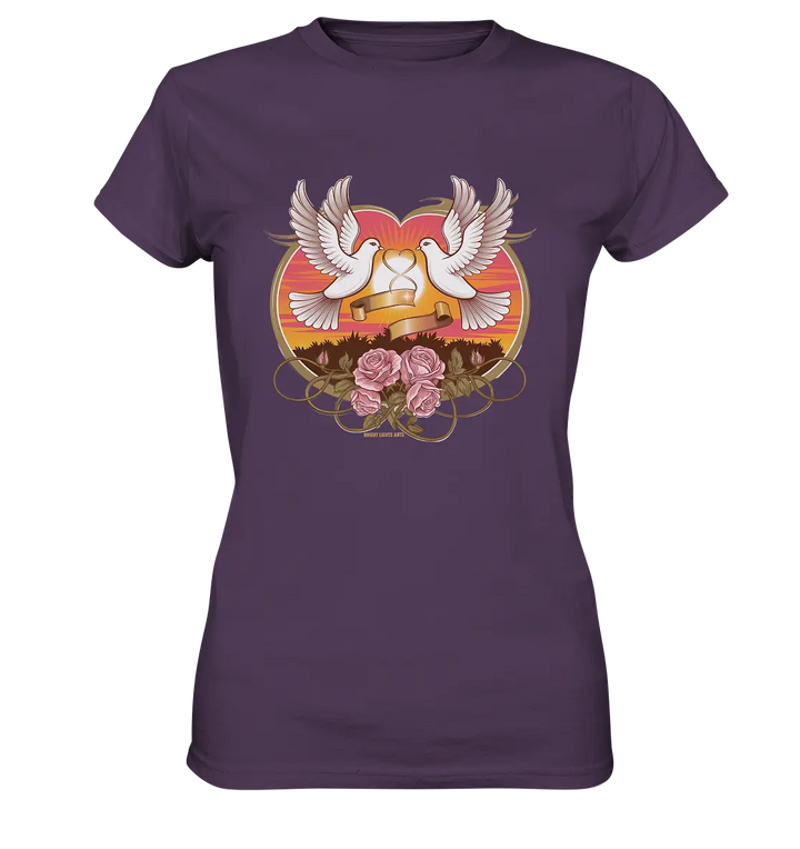 Wahre Liebe - Tauben und Rosen Symbol der Romantik - Ladies Premium Shirt Bright Lights Arts