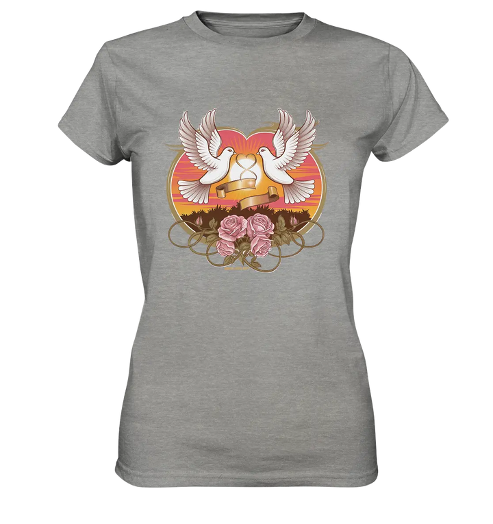 Wahre Liebe - Tauben und Rosen Symbol der Romantik - Ladies Premium Shirt Bright Lights Arts