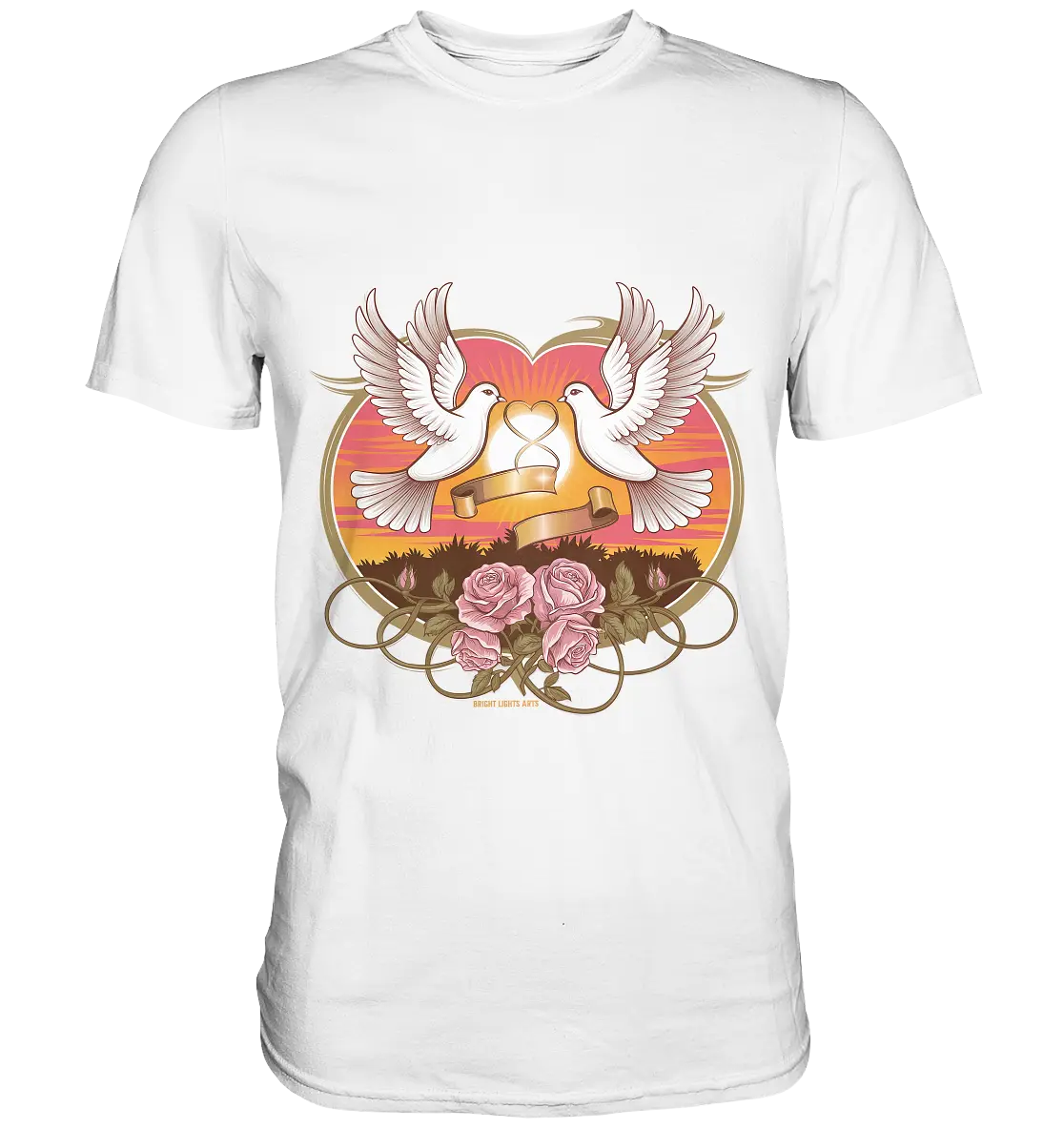 Wahre Liebe - Tauben und Rosen Symbol der Romantik - Premium Shirt Bright Lights Arts