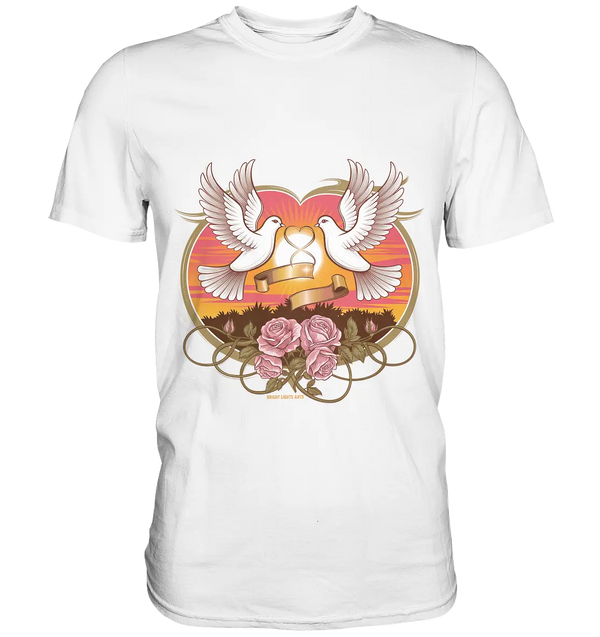 Wahre Liebe - Tauben und Rosen Symbol der Romantik - Premium Shirt Bright Lights Arts