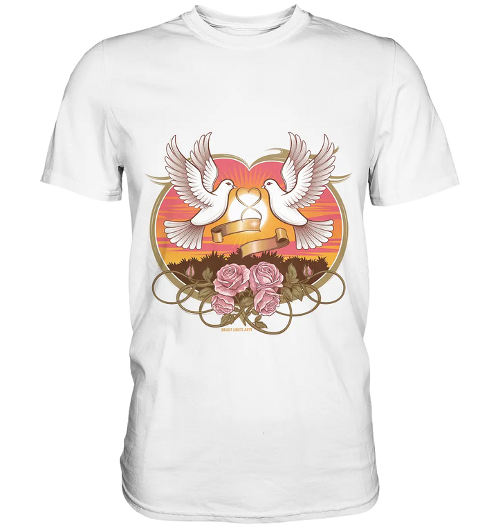 Wahre Liebe - Tauben und Rosen Symbol der Romantik - Premium Shirt Bright Lights Arts