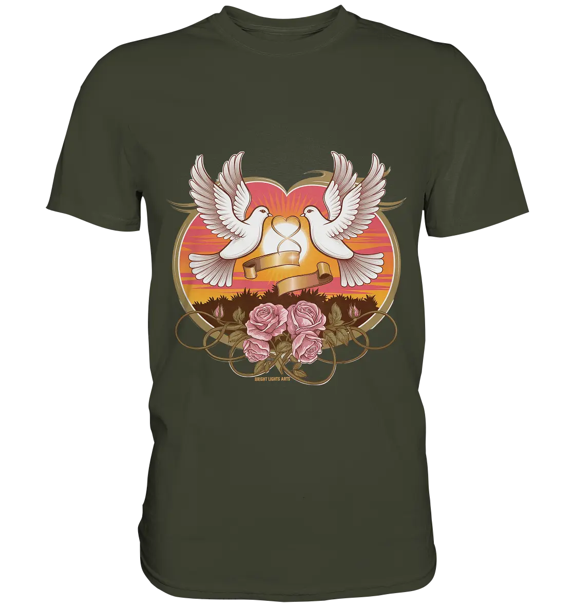 Wahre Liebe - Tauben und Rosen Symbol der Romantik - Premium Shirt Bright Lights Arts