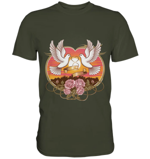 Wahre Liebe - Tauben und Rosen Symbol der Romantik - Premium Shirt Bright Lights Arts