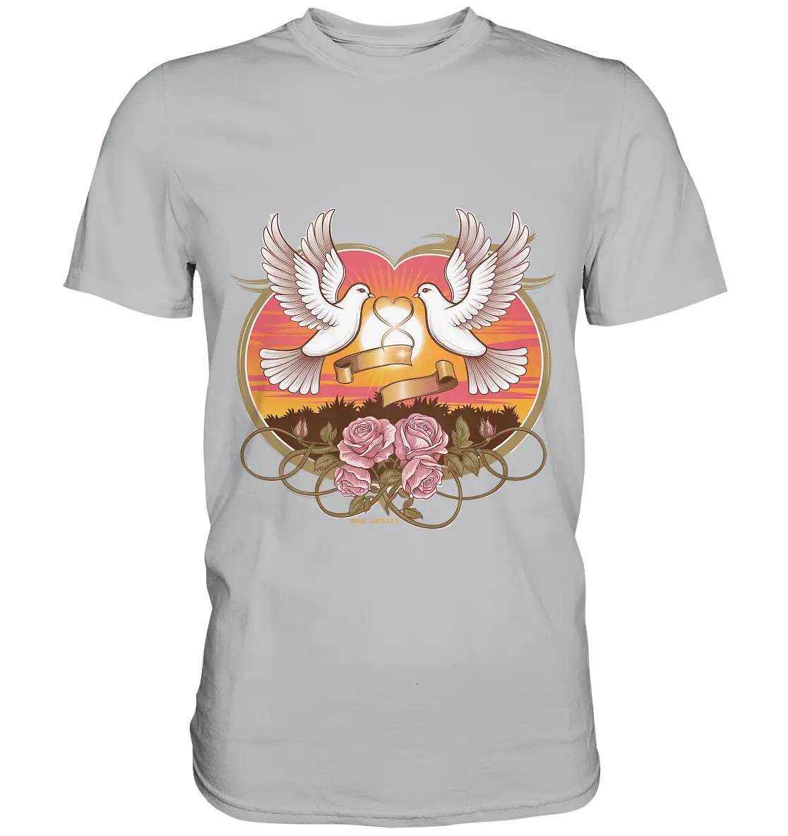 Wahre Liebe - Tauben und Rosen Symbol der Romantik - Premium Shirt Bright Lights Arts