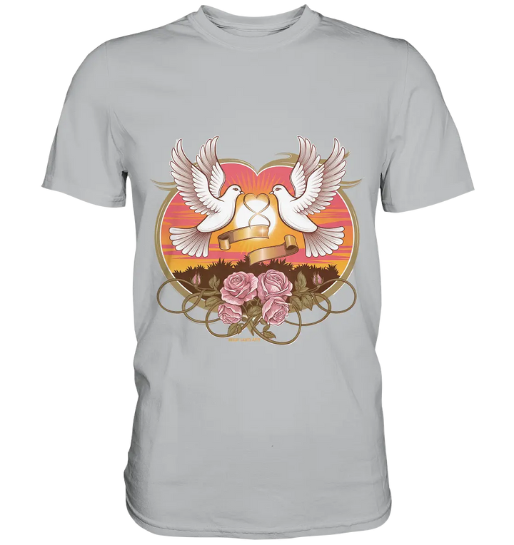 Wahre Liebe - Tauben und Rosen Symbol der Romantik - Premium Shirt Bright Lights Arts
