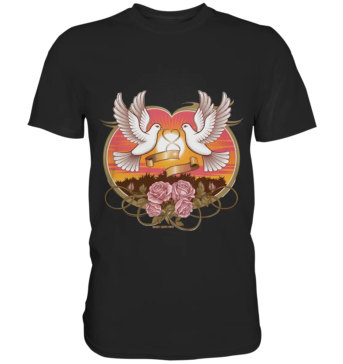 Wahre Liebe - Tauben und Rosen Symbol der Romantik - Premium Shirt Bright Lights Arts