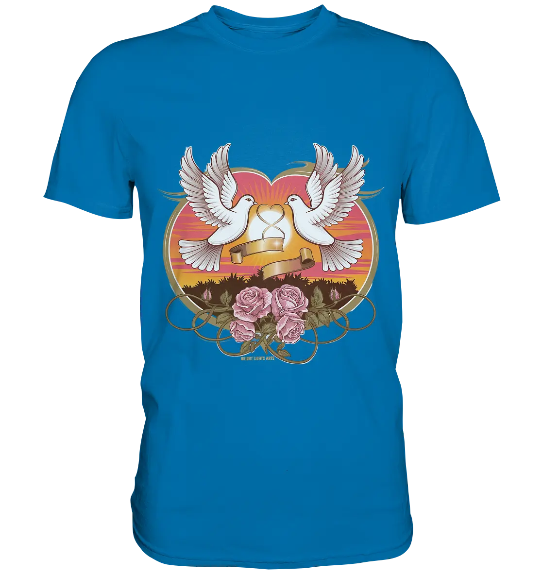 Wahre Liebe - Tauben und Rosen Symbol der Romantik - Premium Shirt Bright Lights Arts