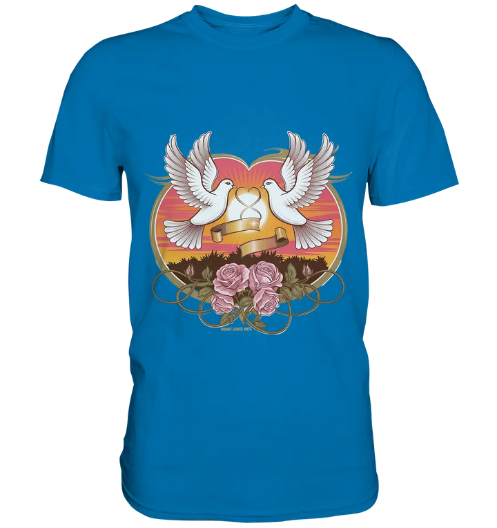 Wahre Liebe - Tauben und Rosen Symbol der Romantik - Premium Shirt Bright Lights Arts