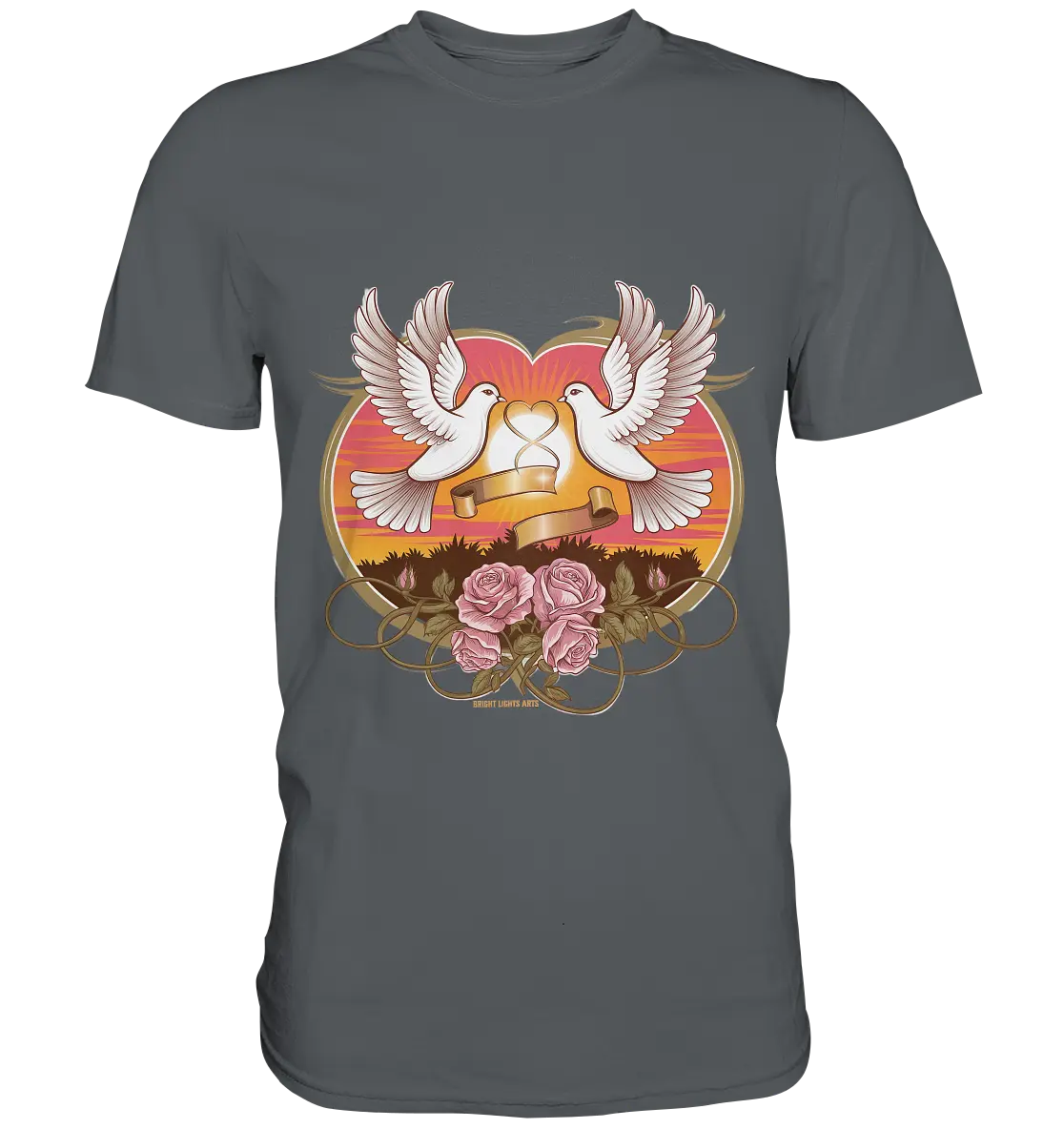 Wahre Liebe - Tauben und Rosen Symbol der Romantik - Premium Shirt Bright Lights Arts