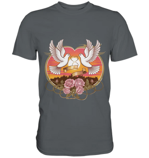 Wahre Liebe - Tauben und Rosen Symbol der Romantik - Premium Shirt Bright Lights Arts