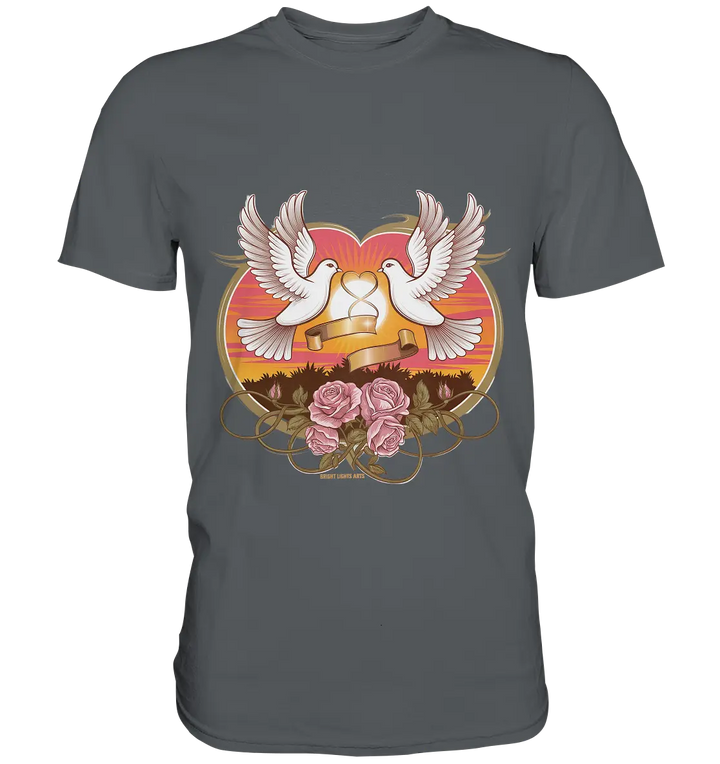 Wahre Liebe - Tauben und Rosen Symbol der Romantik - Premium Shirt Bright Lights Arts