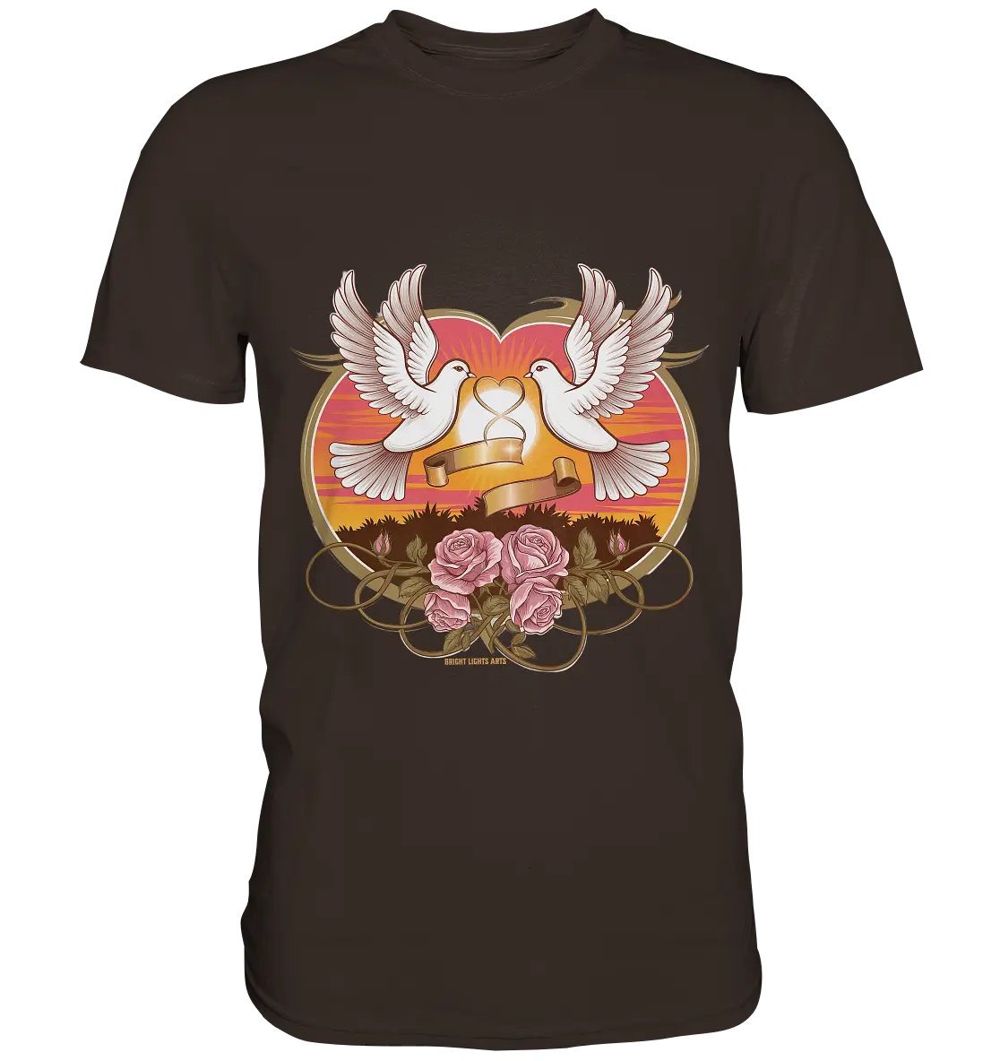 Wahre Liebe - Tauben und Rosen Symbol der Romantik - Premium Shirt Bright Lights Arts