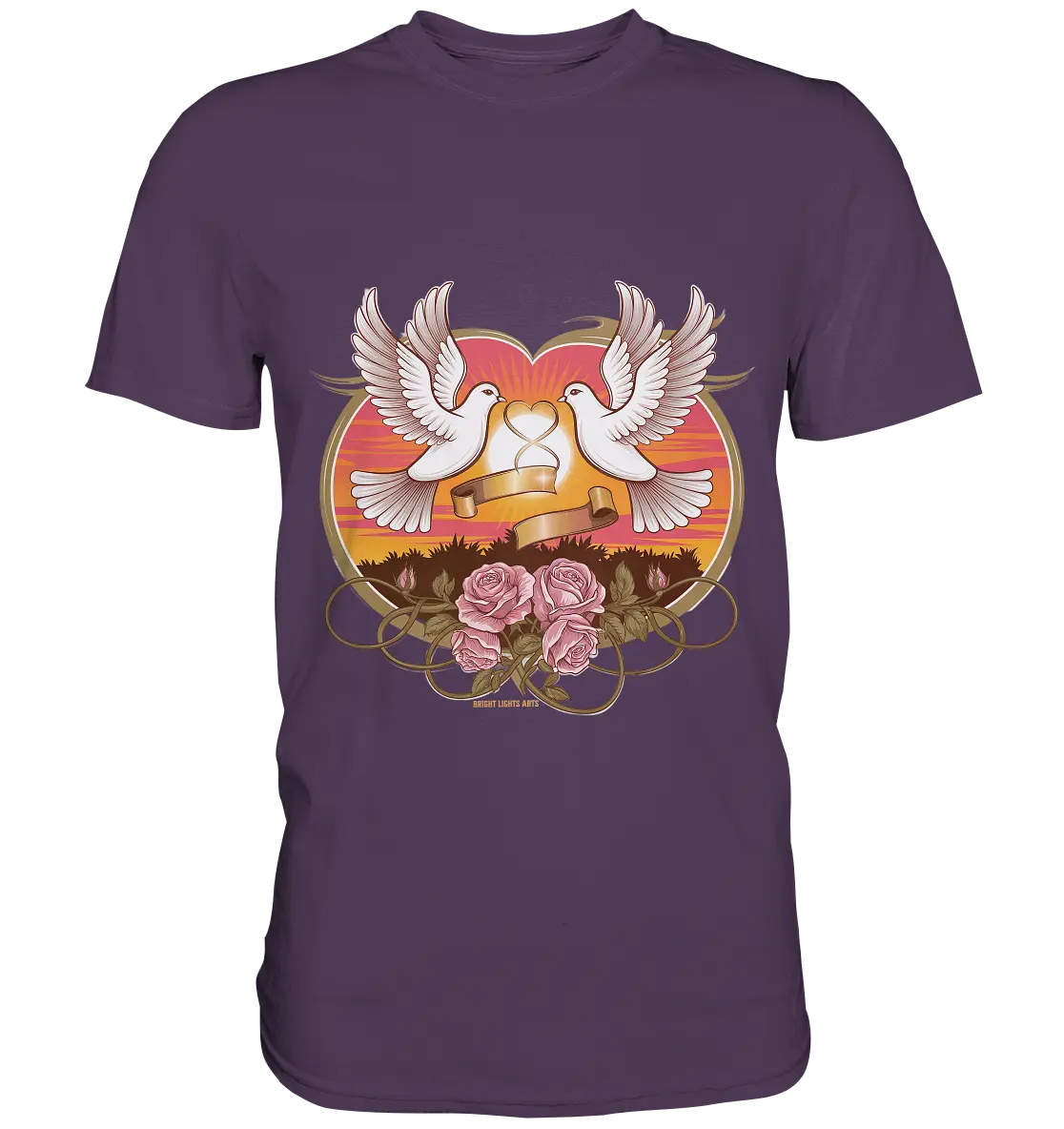 Wahre Liebe - Tauben und Rosen Symbol der Romantik - Premium Shirt Bright Lights Arts