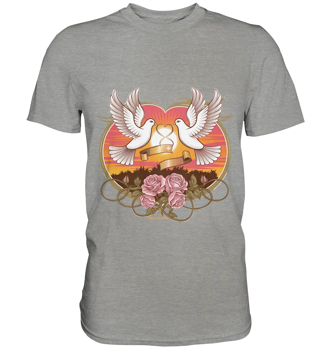 Wahre Liebe - Tauben und Rosen Symbol der Romantik - Premium Shirt Bright Lights Arts