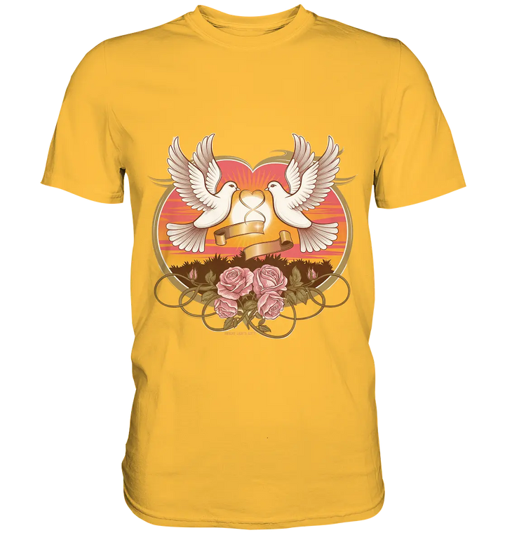 Wahre Liebe - Tauben und Rosen Symbol der Romantik - Premium Shirt Bright Lights Arts
