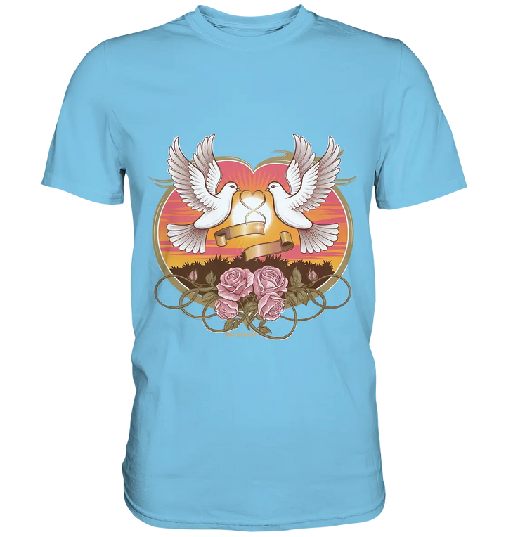 Wahre Liebe - Tauben und Rosen Symbol der Romantik - Premium Shirt Bright Lights Arts