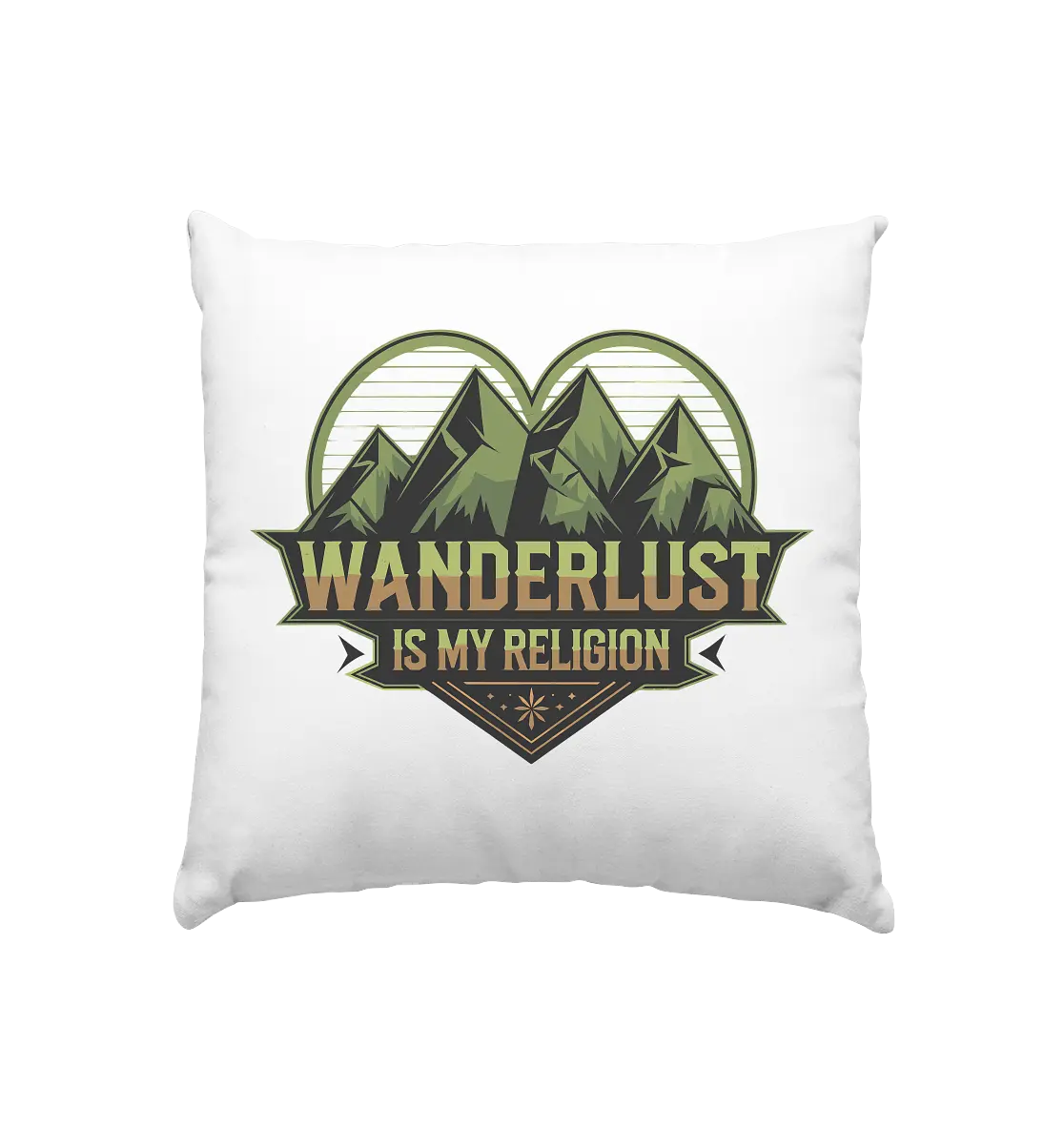 Wanderlust Is My Religion - Berg & Herz - Kissen 40x40cm Bright Lights Arts