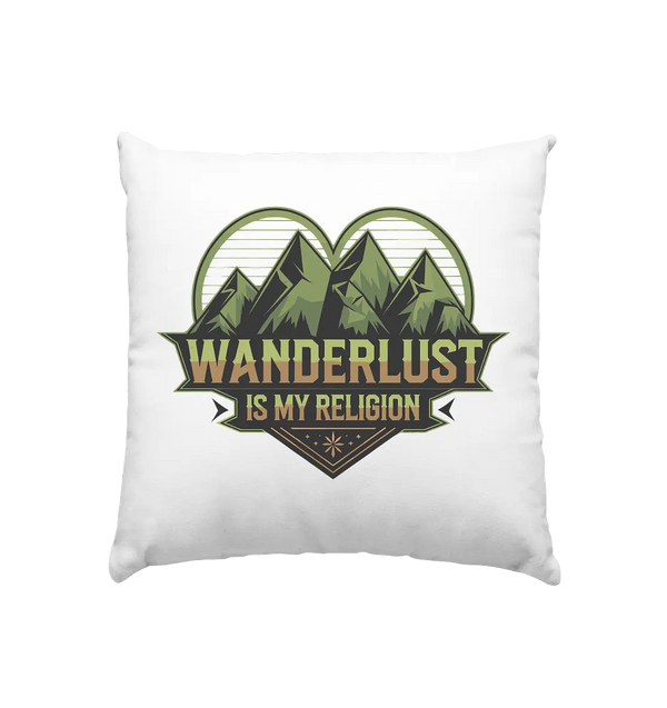 Wanderlust Is My Religion - Berg & Herz - Kissen 40x40cm Bright Lights Arts