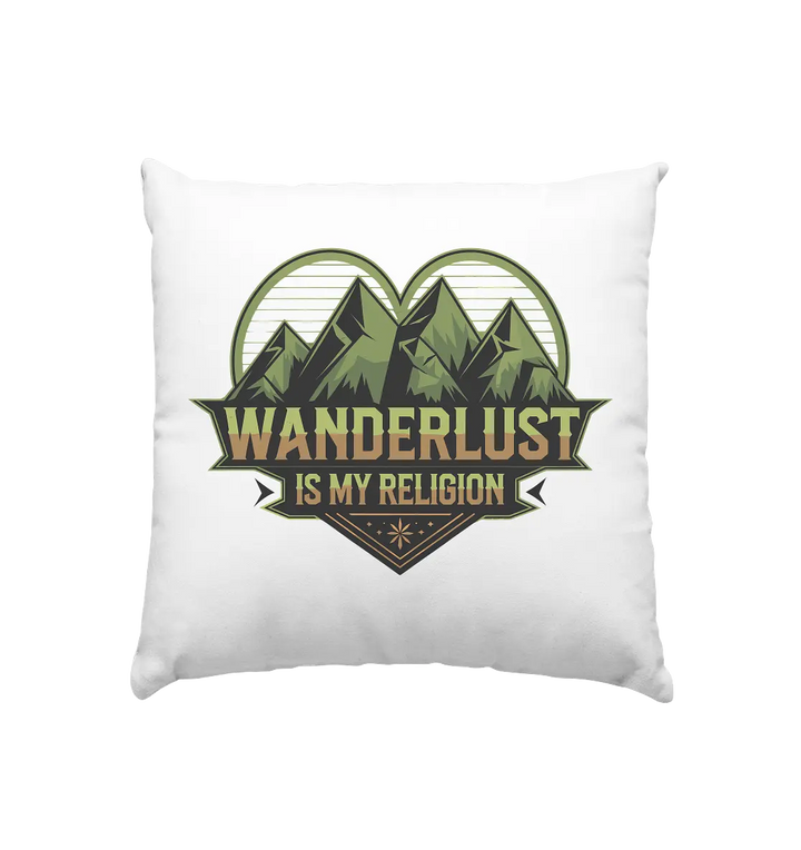 Wanderlust Is My Religion - Berg & Herz - Kissen 40x40cm Bright Lights Arts