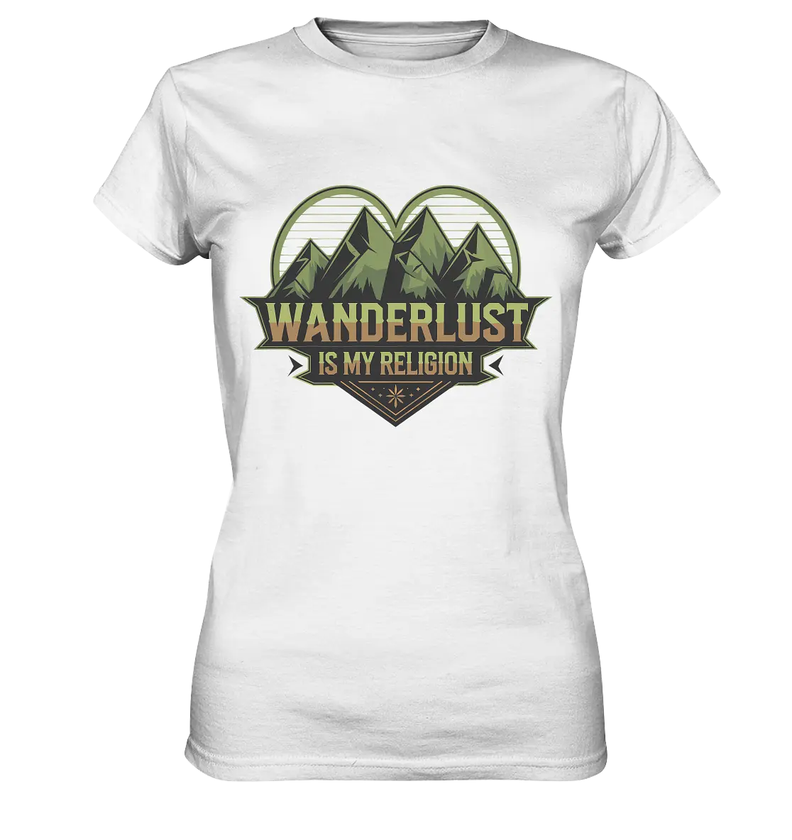 Wanderlust Is My Religion - Berg & Herz - Ladies Premium Shirt Bright Lights Arts