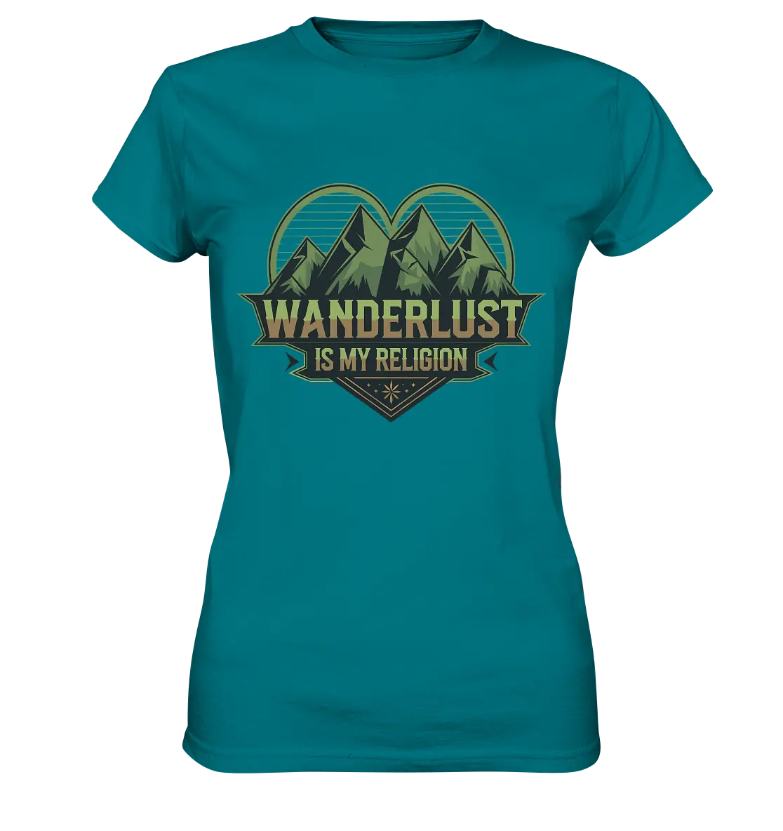 Wanderlust Is My Religion - Berg & Herz - Ladies Premium Shirt Bright Lights Arts