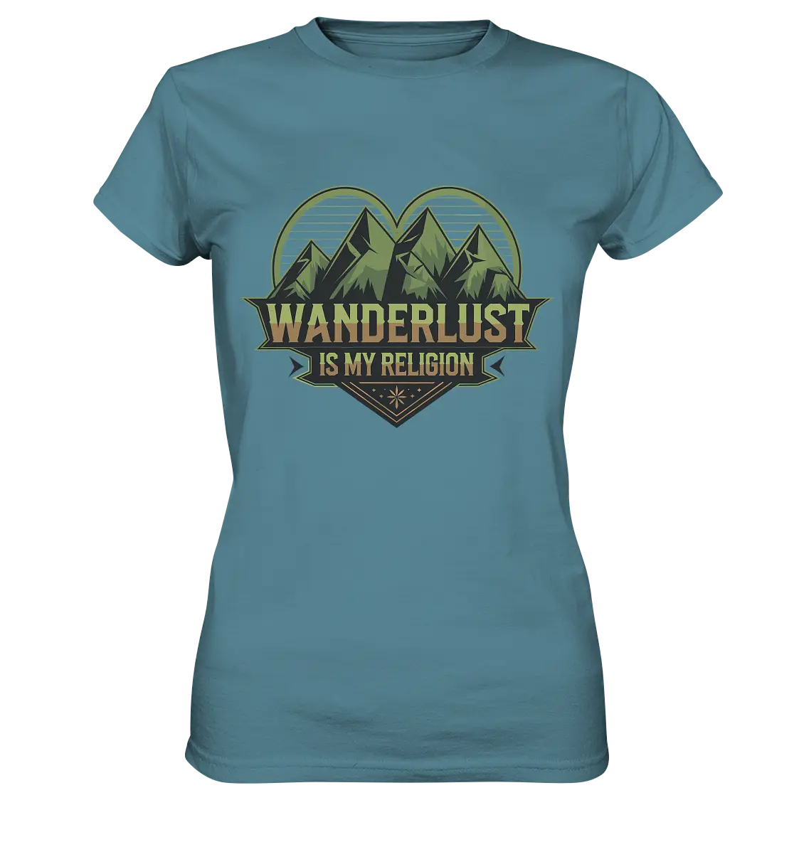 Wanderlust Is My Religion - Berg & Herz - Ladies Premium Shirt Bright Lights Arts