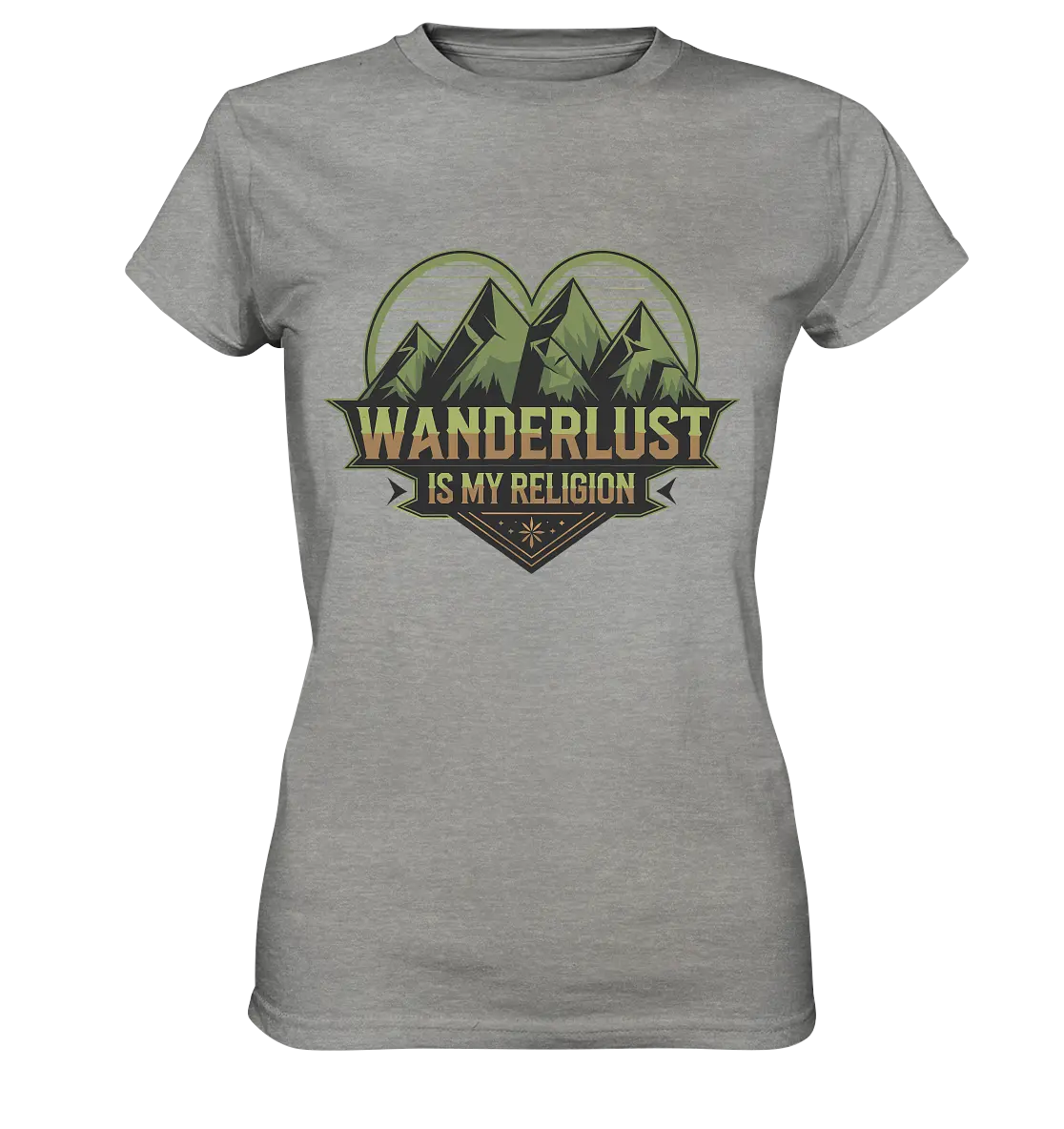 Wanderlust Is My Religion - Berg & Herz - Ladies Premium Shirt Bright Lights Arts