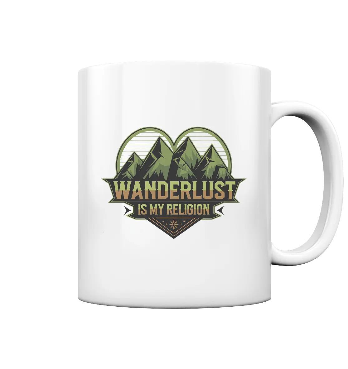 Wanderlust Is My Religion - Berg & Herz - Tasse glossy Bright Lights Arts