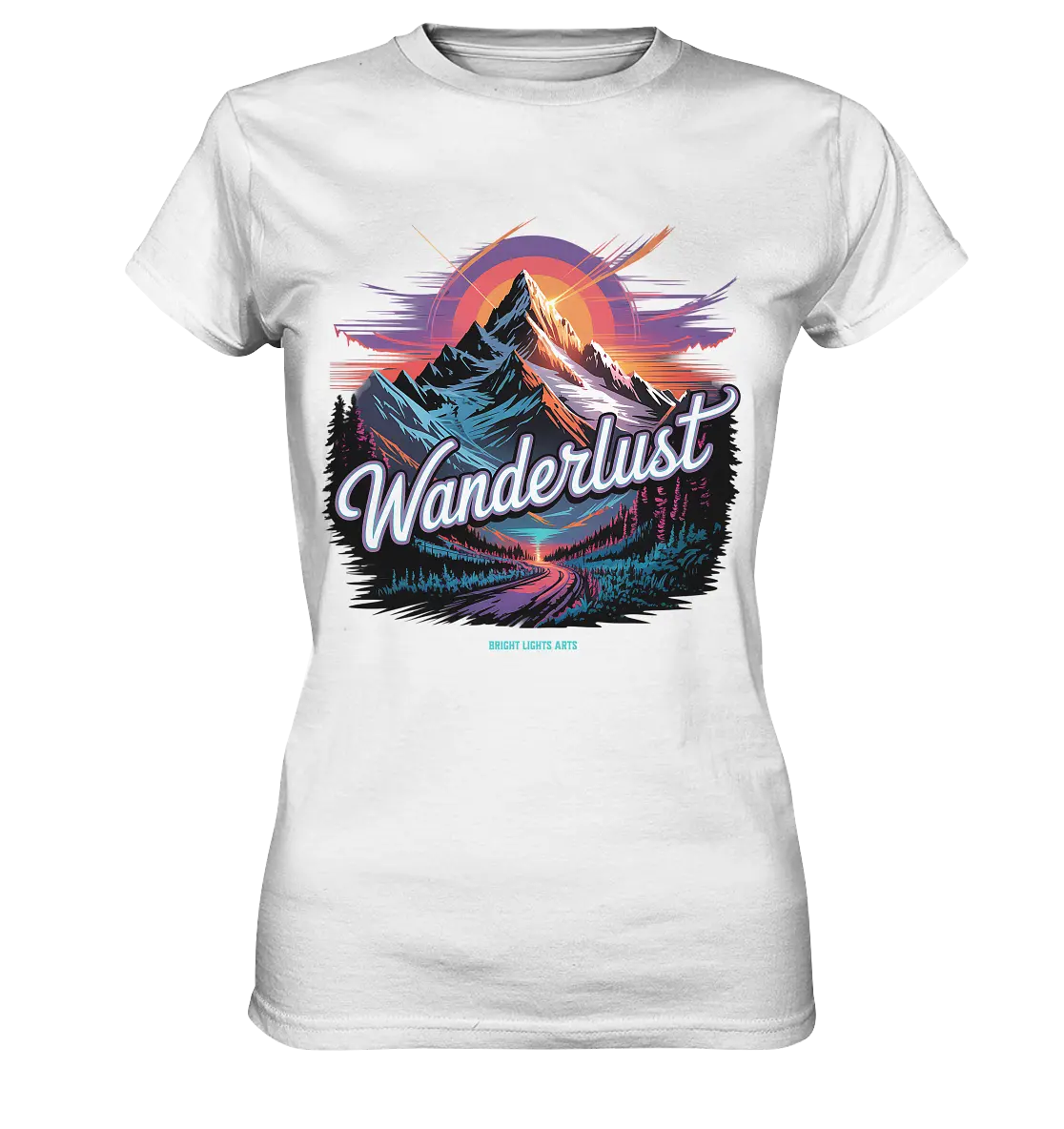 Wanderlust Mountain Adventure - Ladies Premium Shirt Bright Lights Arts