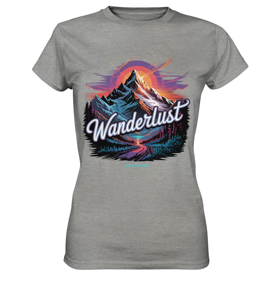 Wanderlust Mountain Adventure - Ladies Premium Shirt Bright Lights Arts