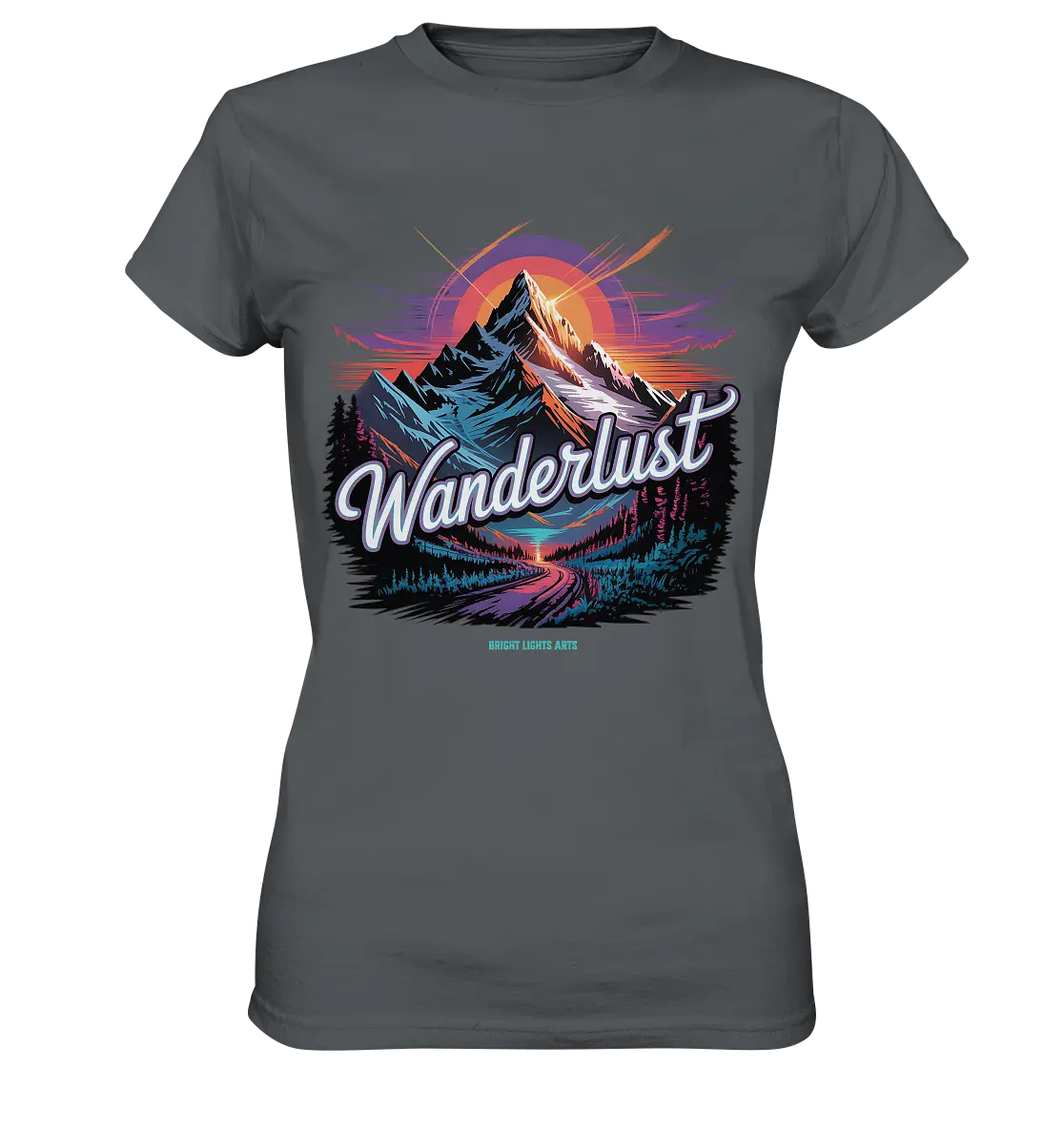 Wanderlust Mountain Adventure - Ladies Premium Shirt Bright Lights Arts