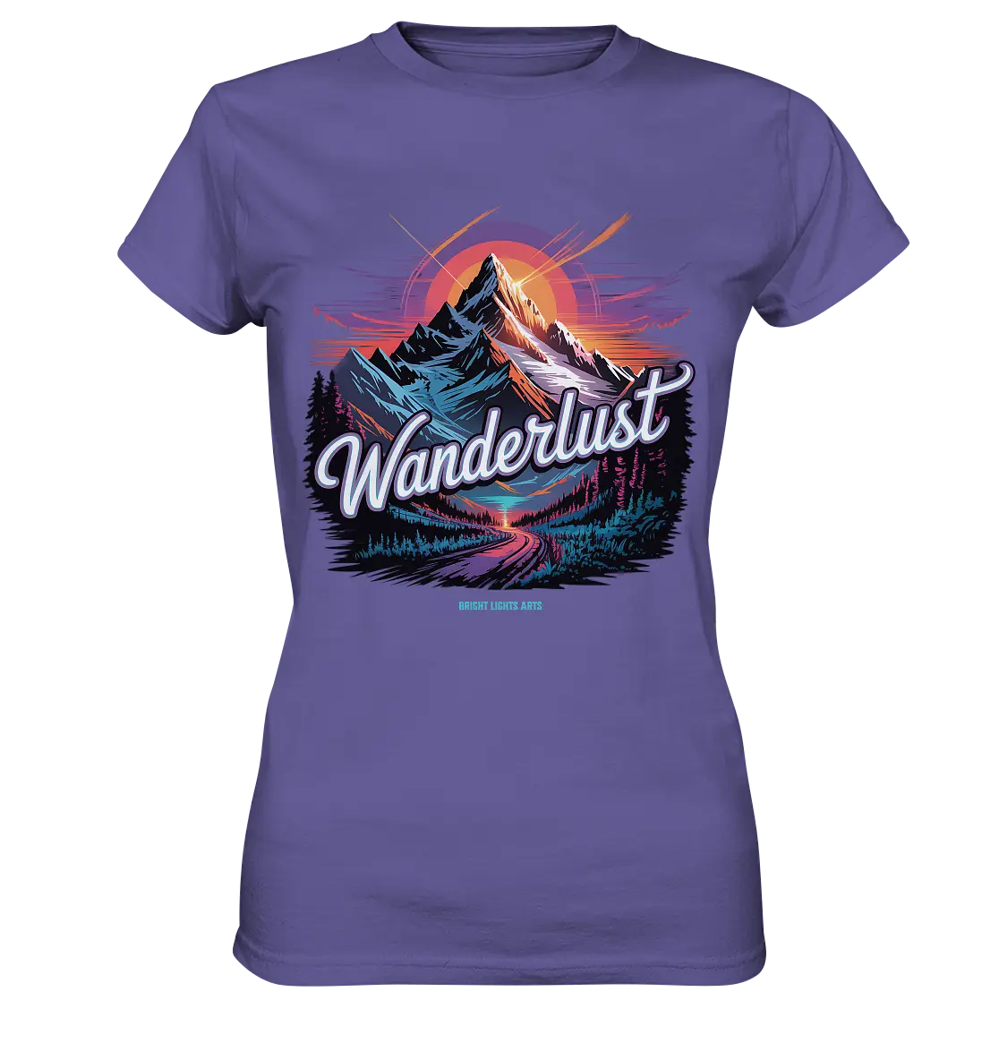 Wanderlust Mountain Adventure - Ladies Premium Shirt Bright Lights Arts