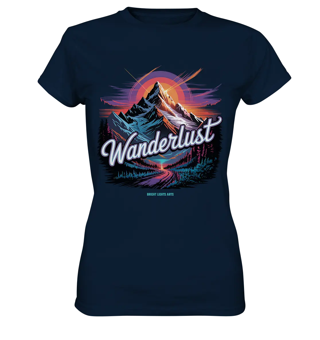 Wanderlust Mountain Adventure - Ladies Premium Shirt Bright Lights Arts