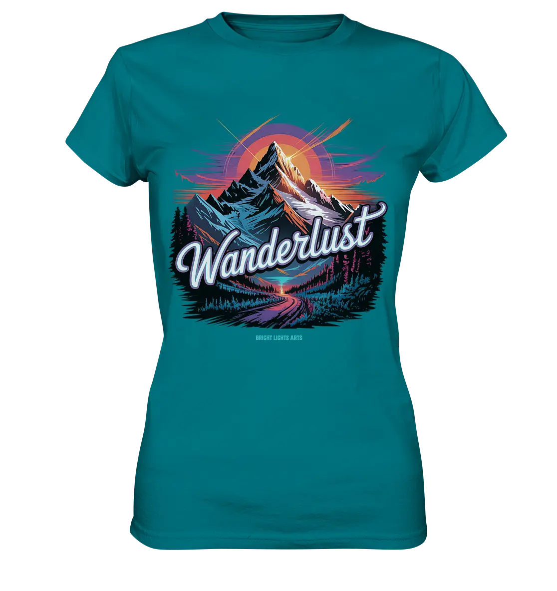 Wanderlust Mountain Adventure - Ladies Premium Shirt Bright Lights Arts