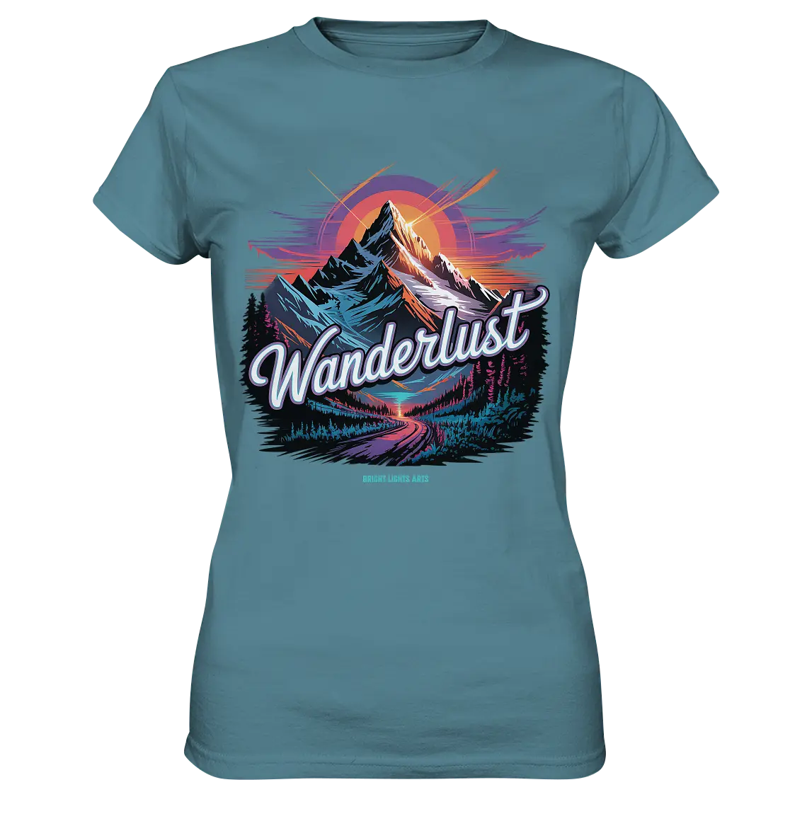 Wanderlust Mountain Adventure - Ladies Premium Shirt Bright Lights Arts