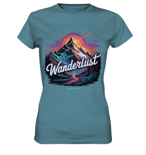 Wanderlust Mountain Adventure - Ladies Premium Shirt Bright Lights Arts