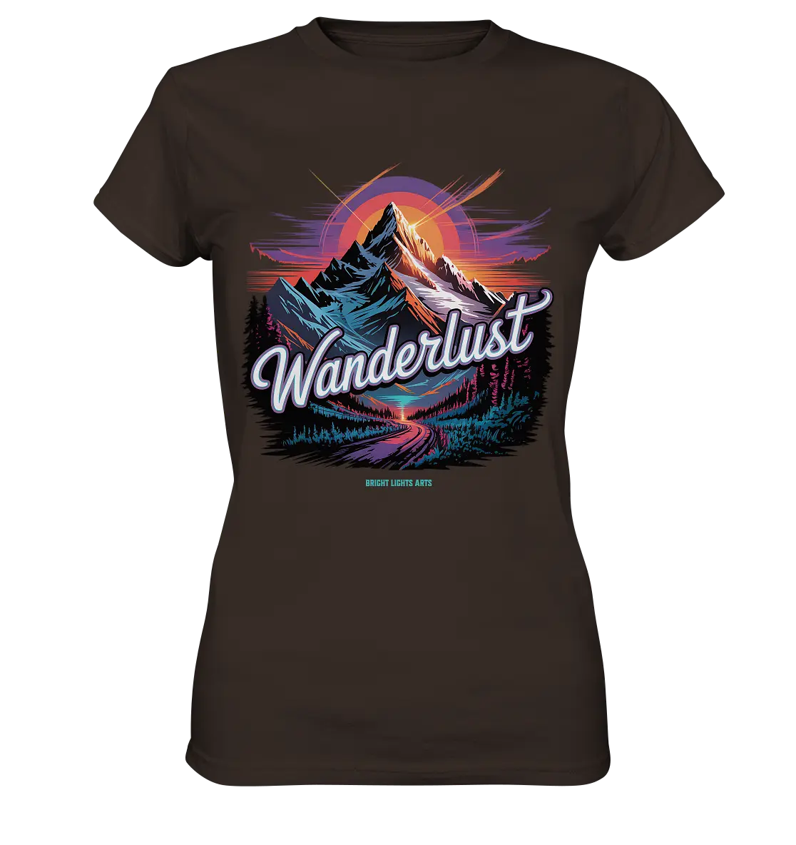 Wanderlust Mountain Adventure - Ladies Premium Shirt Bright Lights Arts