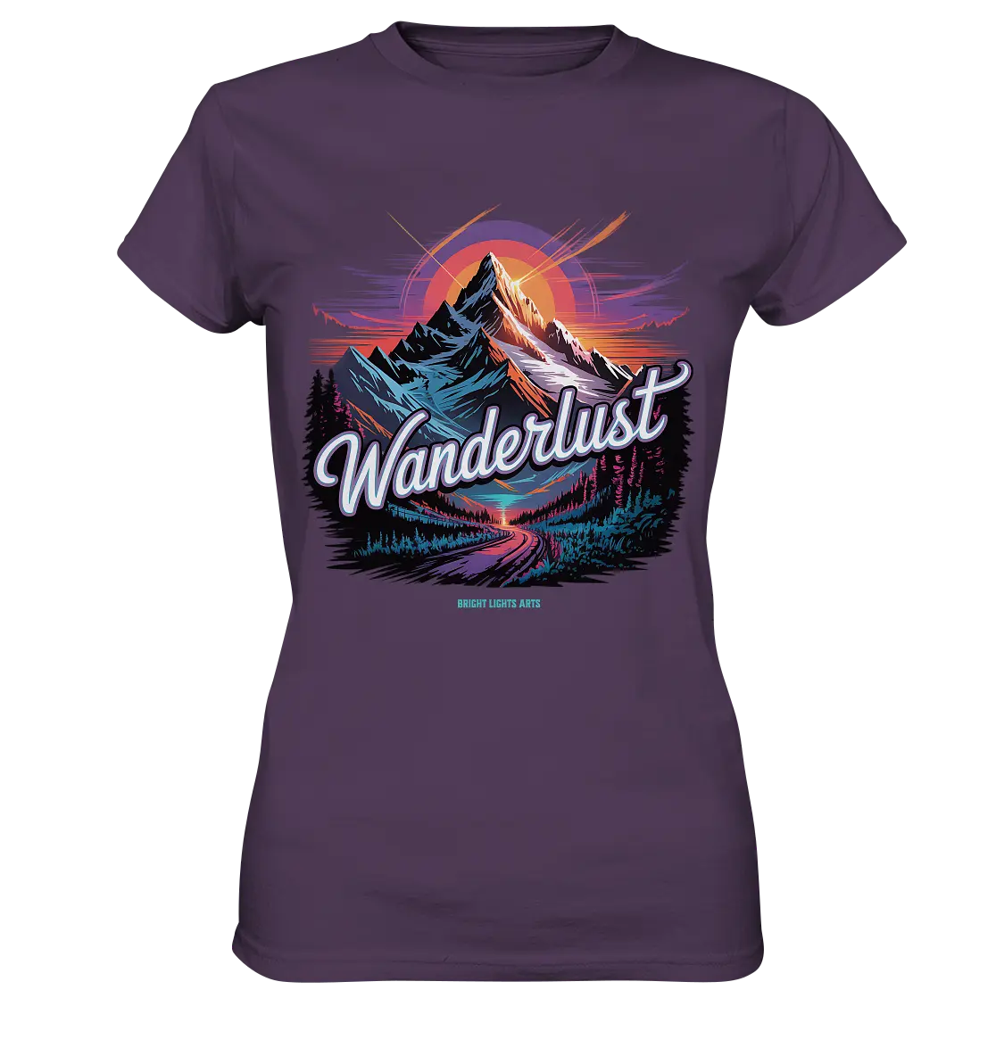 Wanderlust Mountain Adventure - Ladies Premium Shirt Bright Lights Arts