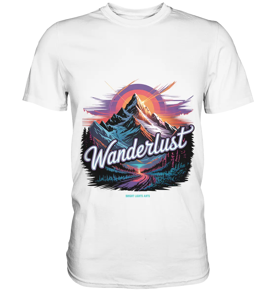Wanderlust Mountain Adventure - Premium Shirt Bright Lights Arts