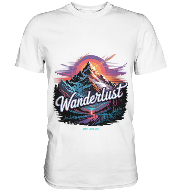 Wanderlust Mountain Adventure - Premium Shirt Bright Lights Arts