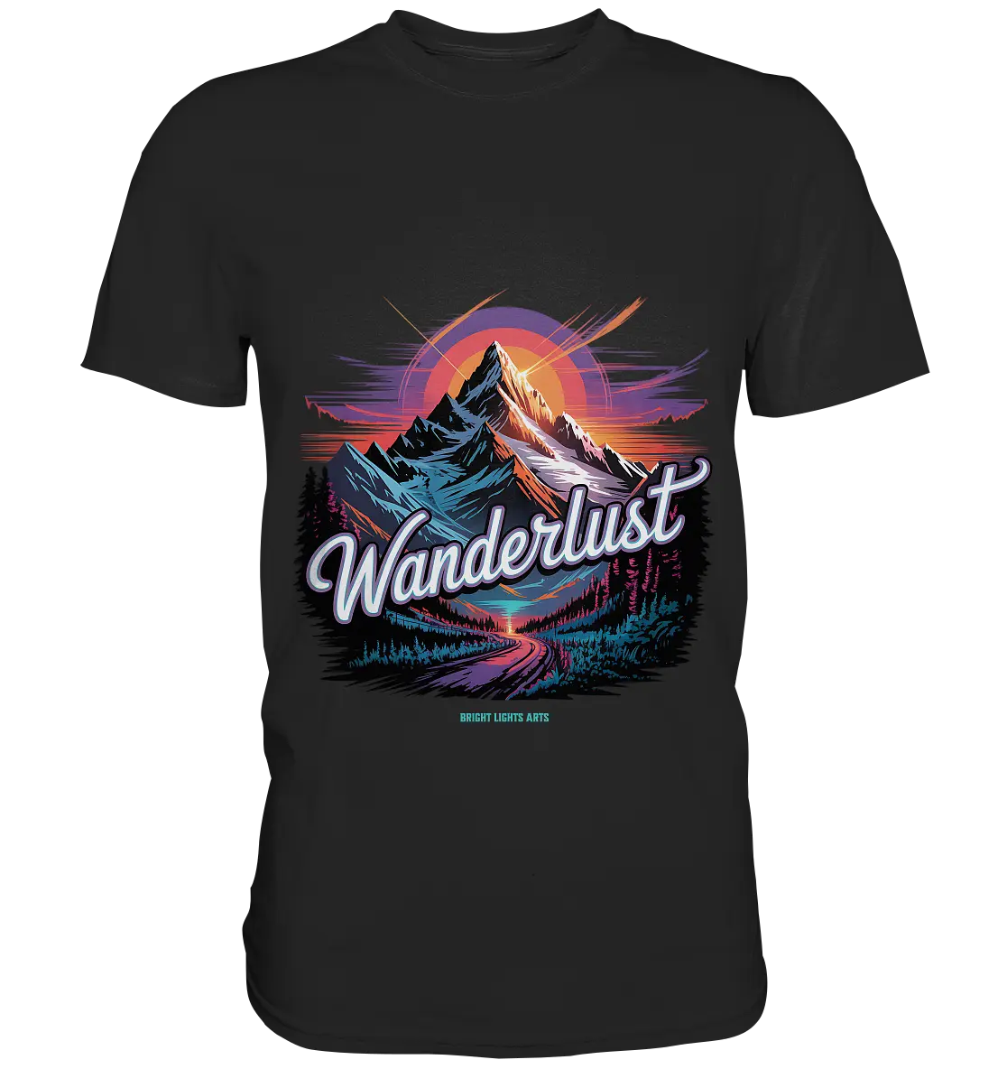Wanderlust Mountain Adventure - Premium Shirt Bright Lights Arts