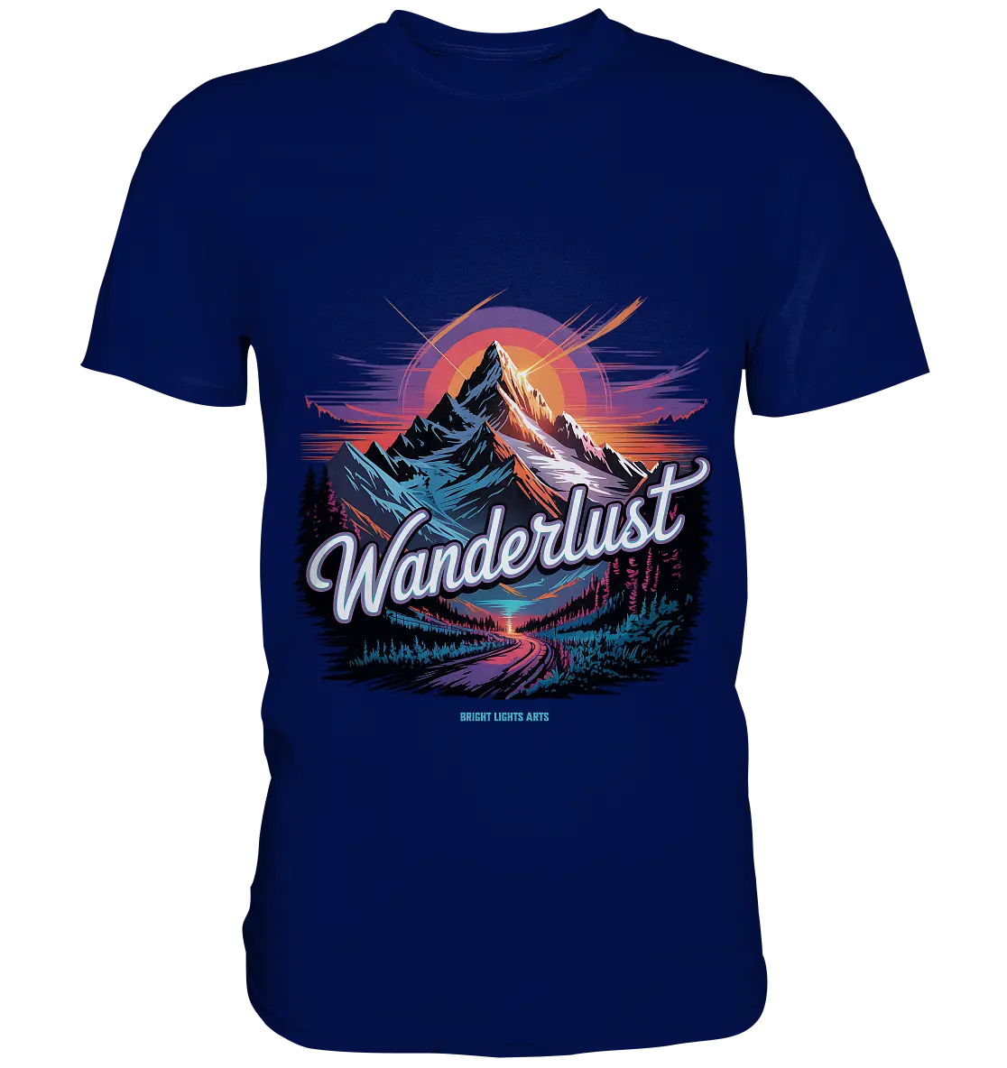 Wanderlust Mountain Adventure - Premium Shirt Bright Lights Arts