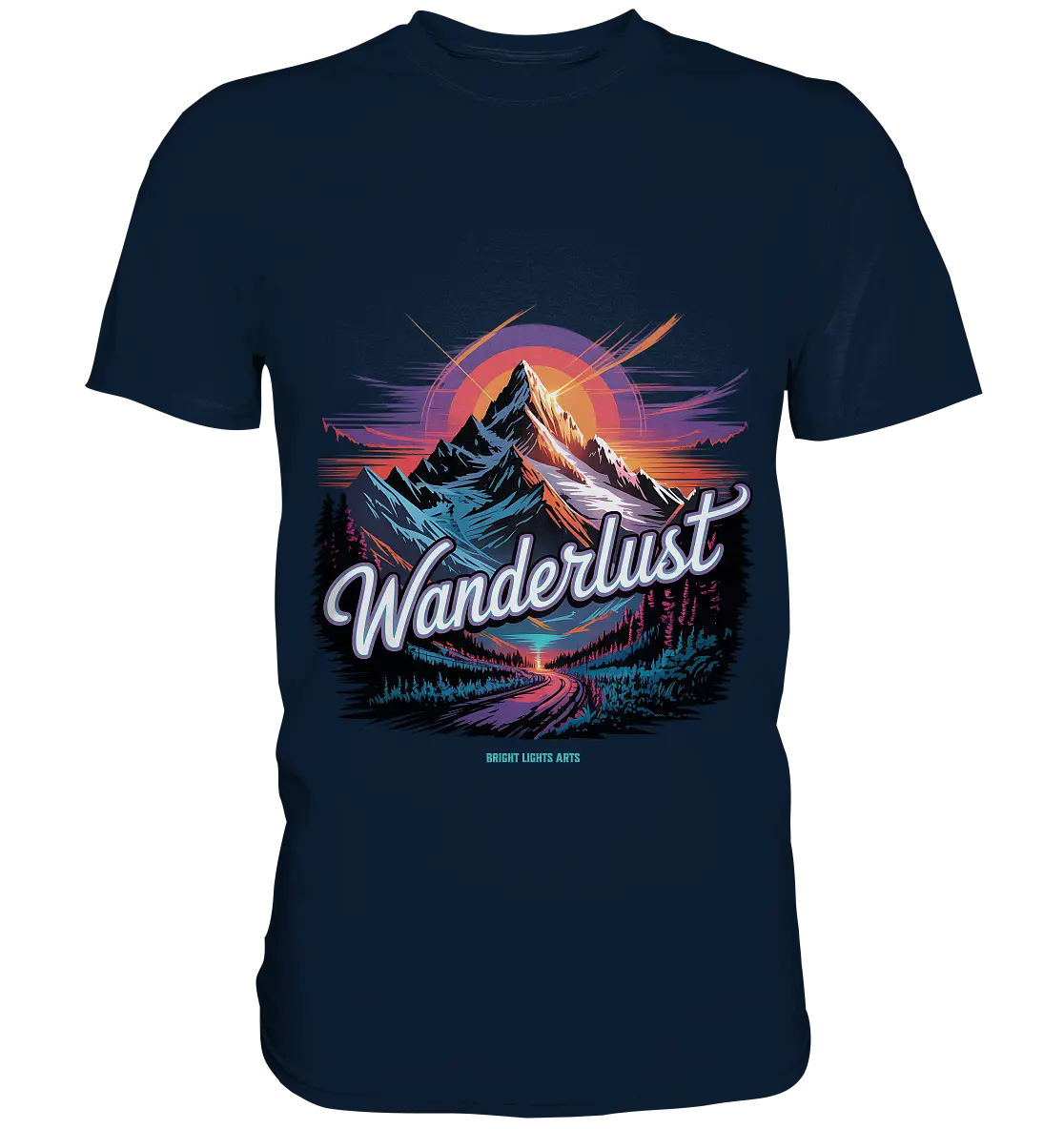 Wanderlust Mountain Adventure - Premium Shirt Bright Lights Arts