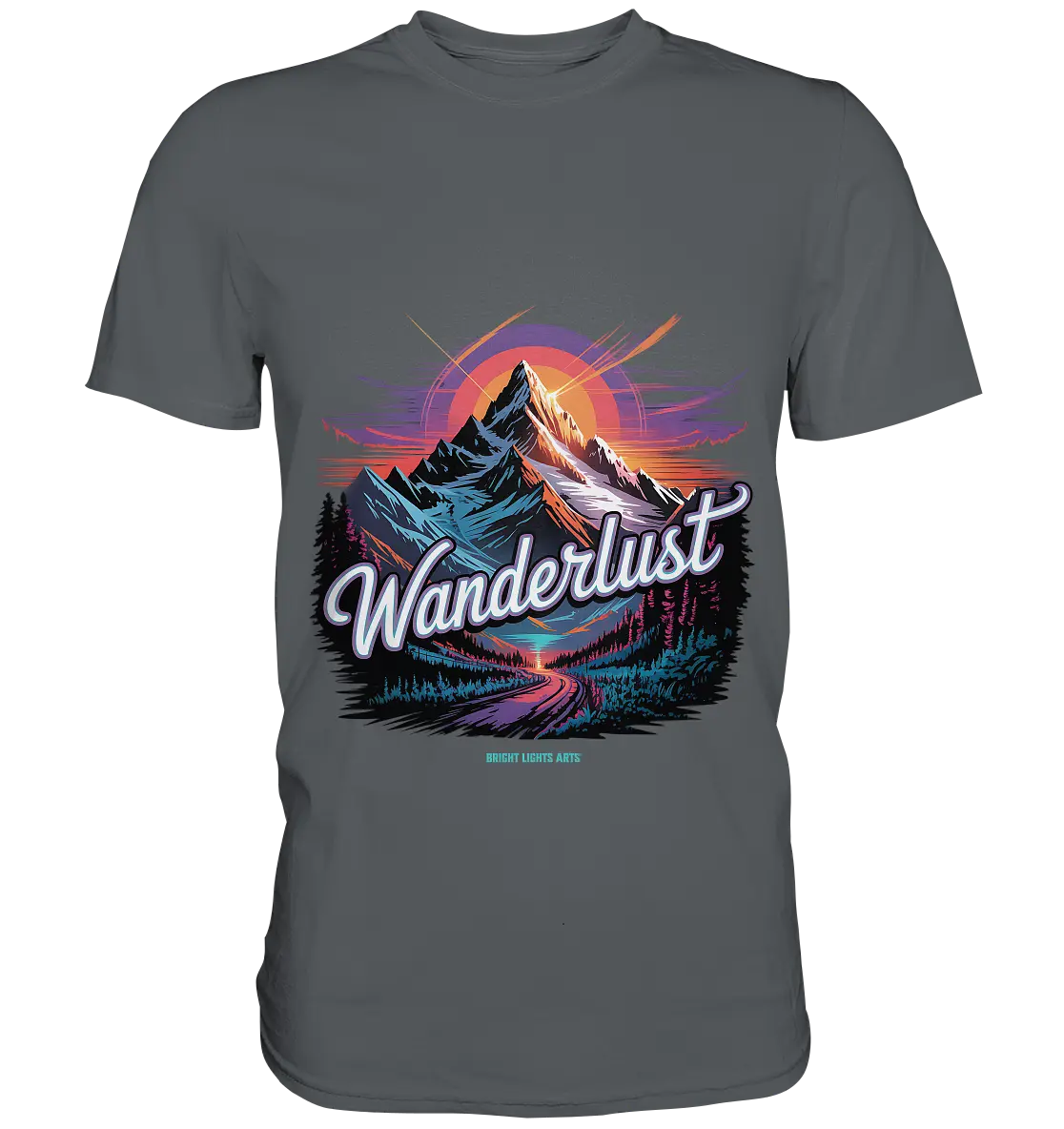 Wanderlust Mountain Adventure - Premium Shirt Bright Lights Arts