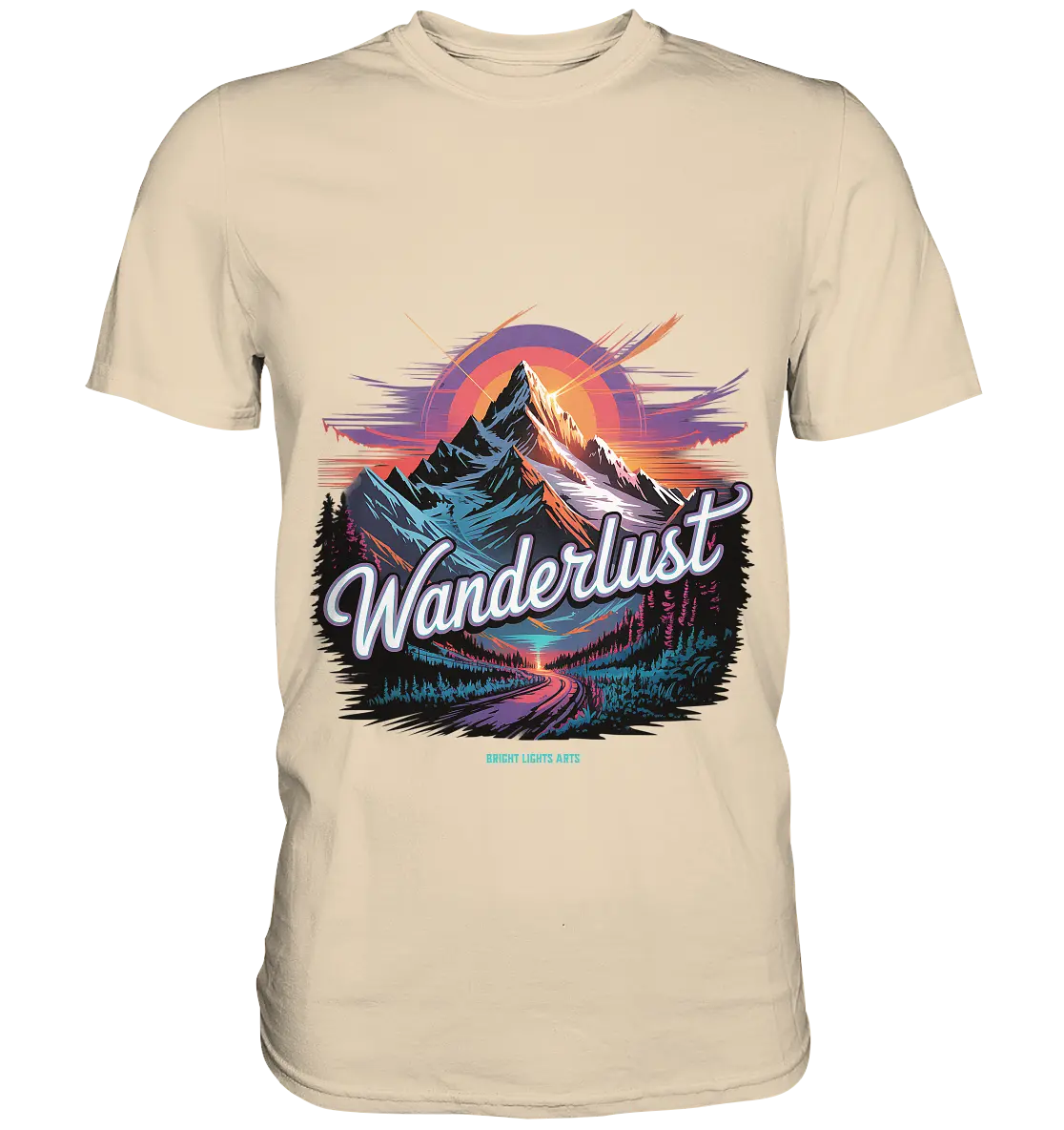 Wanderlust Mountain Adventure - Premium Shirt Bright Lights Arts