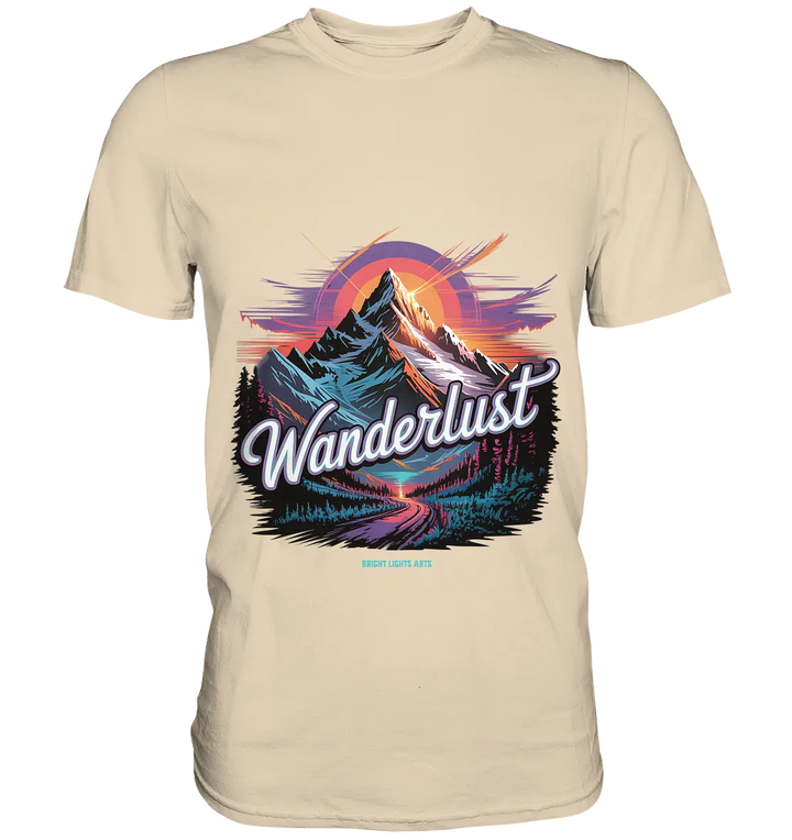 Wanderlust Mountain Adventure - Premium Shirt Bright Lights Arts