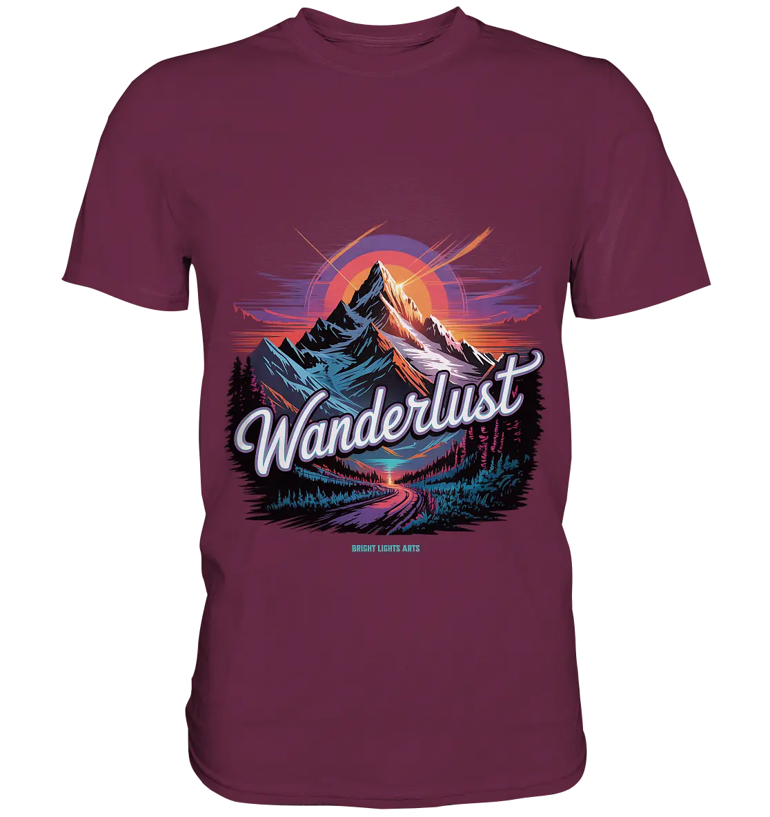Wanderlust Mountain Adventure - Premium Shirt Bright Lights Arts