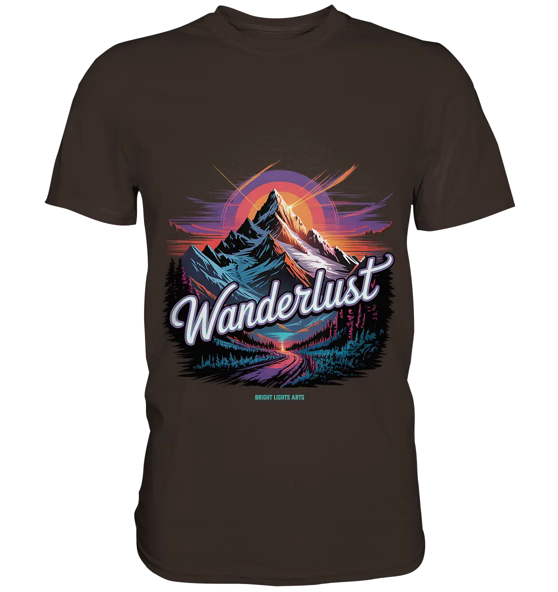 Wanderlust Mountain Adventure - Premium Shirt Bright Lights Arts